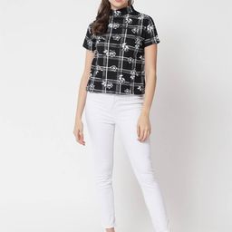 Stylecast X Kotty Women Floral Print High Neck Cotton Top-picture-9