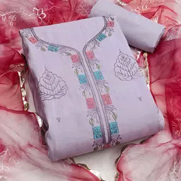 DIVASTRI Floral Embroidered Thread Work Unstitched Dress Material-image-79