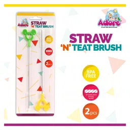 Adore Straw And Teat Brush Pack of 2 - Green Yellow image 3