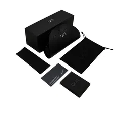 QUE UNIVERSE Unisex Black Lens & Black Oval Sunglasses with image 4