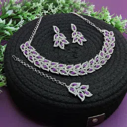 VATSALYA creation Alloy Gold- plated Purple Jewellery Set - Pack of 2-picture-24