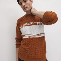 The Roadster Life Co. Colourblocked Woolen Pullover with Typography Detail-image-23