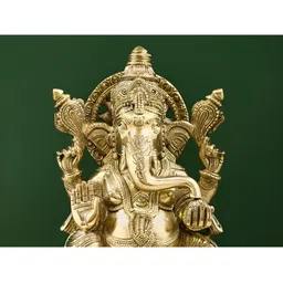 Exotic India Gold Toned Brass Religious Idol Showpiece-image-21