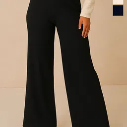 Fabflee Women Pack Of 3 Wide Leg Trousers-picture-15