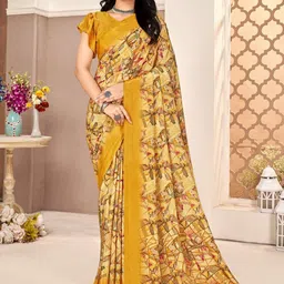 DIVASTRI Floral Printed Poly Crepe Saree-picture-38