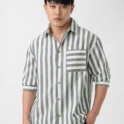 The Souled Store Men Relaxed Fit Vertical Striped Spread Collar Casual Shirt-picture-45