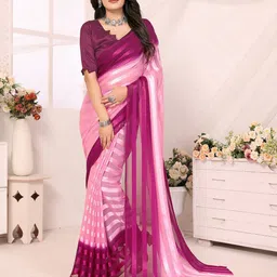 Moda Rapido Women Striped Printed Satin Saree With Unstitched Blouse Piece-picture-32