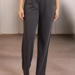 FITHUB Women Loose Fit High-Rise Wrinkle Free Pleated Trousers-picture-15