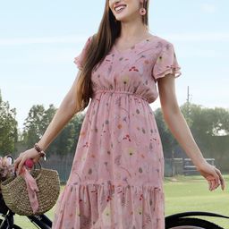 Sera Floral Print Chiffon Fit & Flare Dress-picture-8