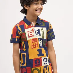Jack & Jones Junior Boys Typography Printed Polo Collar Pure Cotton T-shirt-picture-21