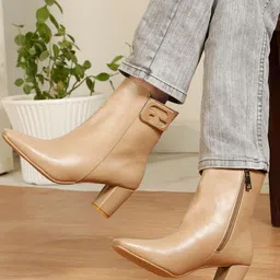 Flat n Heels Women Square Toe Zip Regular Boots-picture-40