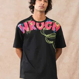 WROGN Printed Pure Cotton Short Sleeves Round Neck Oversized T-shirt-picture-24