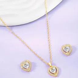 Peora Gold Plated CZ & Crystal-Studded Jewellery Set image 1