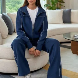 Mast & Harbour Shirt Collar Long Sleeves Sweatshirt With Trousers-picture-24