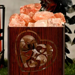 GLOBAL AROMA Brown Wood Contemporary Square Table Lamp with Bulb image 5