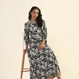HAY Printed Puff Sleeves Fit And Flre Maxi Dress image 4