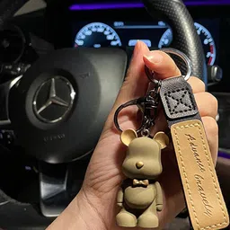 Gopalvilla Nordic bow tie Bear Cartoon KeyChain With Silicone Belt image 5