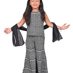 Cloth Bites Girls Printed Regular Gotta Patti Kurti with Sharara & With Dupatta-picture-52