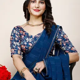 K 5 Fashion Striped Sequinned Pure Chiffon Saree image 2