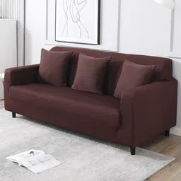 HOKIPO Brown 3 Seater Sofa Cover With Arms image 3