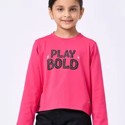 Ed-a-Mamma Girls Typography Printed Round Neck Pure Cotton T-shirt-picture-42