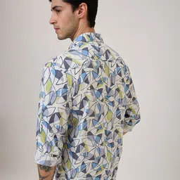 SPYKAR Men Slim Fit Abstract Printed Spread Collar Casual Shirt image 3