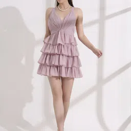 Salvia Sky Georgette Fit & Flare Dress image 1
