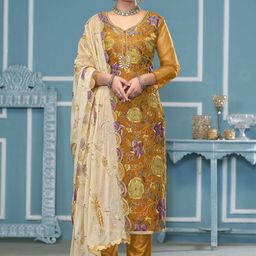 MANVAA Floral Printed Beads & Stones Organza Unstitched Dress Material-picture-27