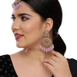 R A Enterprises Purple Alloy Gold-Plated Jewellery Set image 5