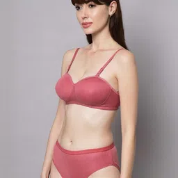 samvar Women Red,Green Cotton Bra Panty Set for Lingerie Set Undergarments Pack of 2 image 4