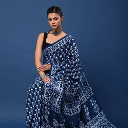 Taavi Dabu Printed Pure Cotton Saree With Blouse Piece image 4