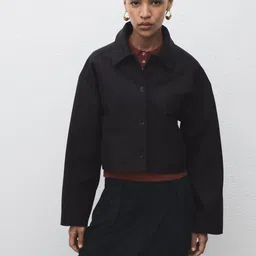 MANGO Spread Collar Crop Tailored Jacket-picture-45