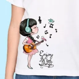 NUSYL Girls Enjoy The Little Things Text Printed Regular Fit T-Shirt image 3