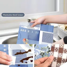 Aura White And Blue Printed Reversible Shelf Liner image 3