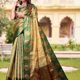 AKSH FASHION Green Silk Blend Sarees-picture-31