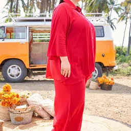 TITTLI Plus Size Oversized Boxy Fit Shirt & Palazzos Co-Ord Set image 3