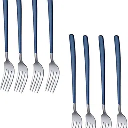 pepplo Stainless Steel 8-Piece Silverware Dinner Fork Set,(Blue,Set of 8) Stainless Steel Dinner Fork Set-picture-45