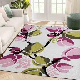 numan oriental rugs White Floral Wool 5 ft x 7 ft Machine Made Carpet-picture-39