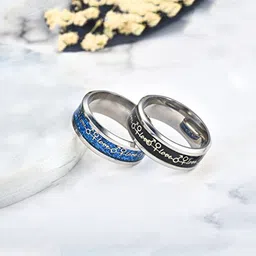Yellow Chimes Titanium Steel Engraved 316L Stainless Steel Couple Rings-picture-27