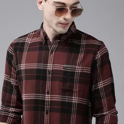 THE BEAR HOUSE Men Brown Slim Fit Tartan Checks Opaque Checked Casual Shirt image 1