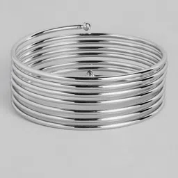 I Jewels Silver Rhodium-Plated Spring Kada Bangle-image-6