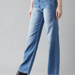 DOLCE CRUDO Women Wide Leg Heavy Fade Jeans-image-80