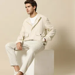 Mr Bowerbird Men Beige Off White Striped Tailored Jacket image 5