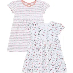 Miniklub Girls Multicolor Knit Printed Regular Fit Dress - Pack of 2-image-53