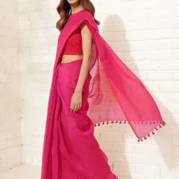 Fabindia Pink Woven Pattern Saree image 3