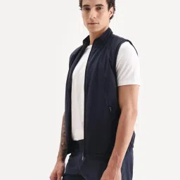 Rare Rabbit Navy Blue Polyester Solid Regular Fit Jacket image 3