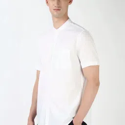 Peter England White Cotton Slim Fit Texture Shirt image 3