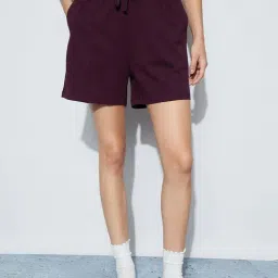 Ginger By Lifestyle Wine Cotton Regular Fit Shorts-picture-43