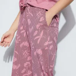 Ginger By Lifestyle Light Pink Cotton Regular Fit Striped Pyjamas image 5