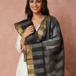 Fabindia Grey Silk Regular Fit Woven Dupatta-picture-30